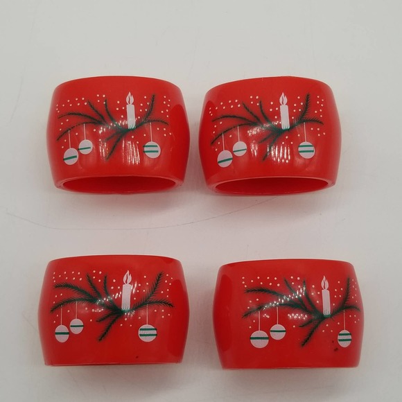 Reed | Dining | Reed Christmas Napkin Rings Red Plastic Candles Hong ...